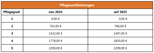 Pflegesachleistungen 2025